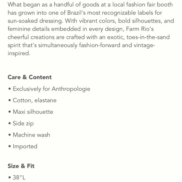 Farm Rio for Anthro NWT XS & XL but runs small side zip w/pockets skirt w/slit. - Picture 7 of 9